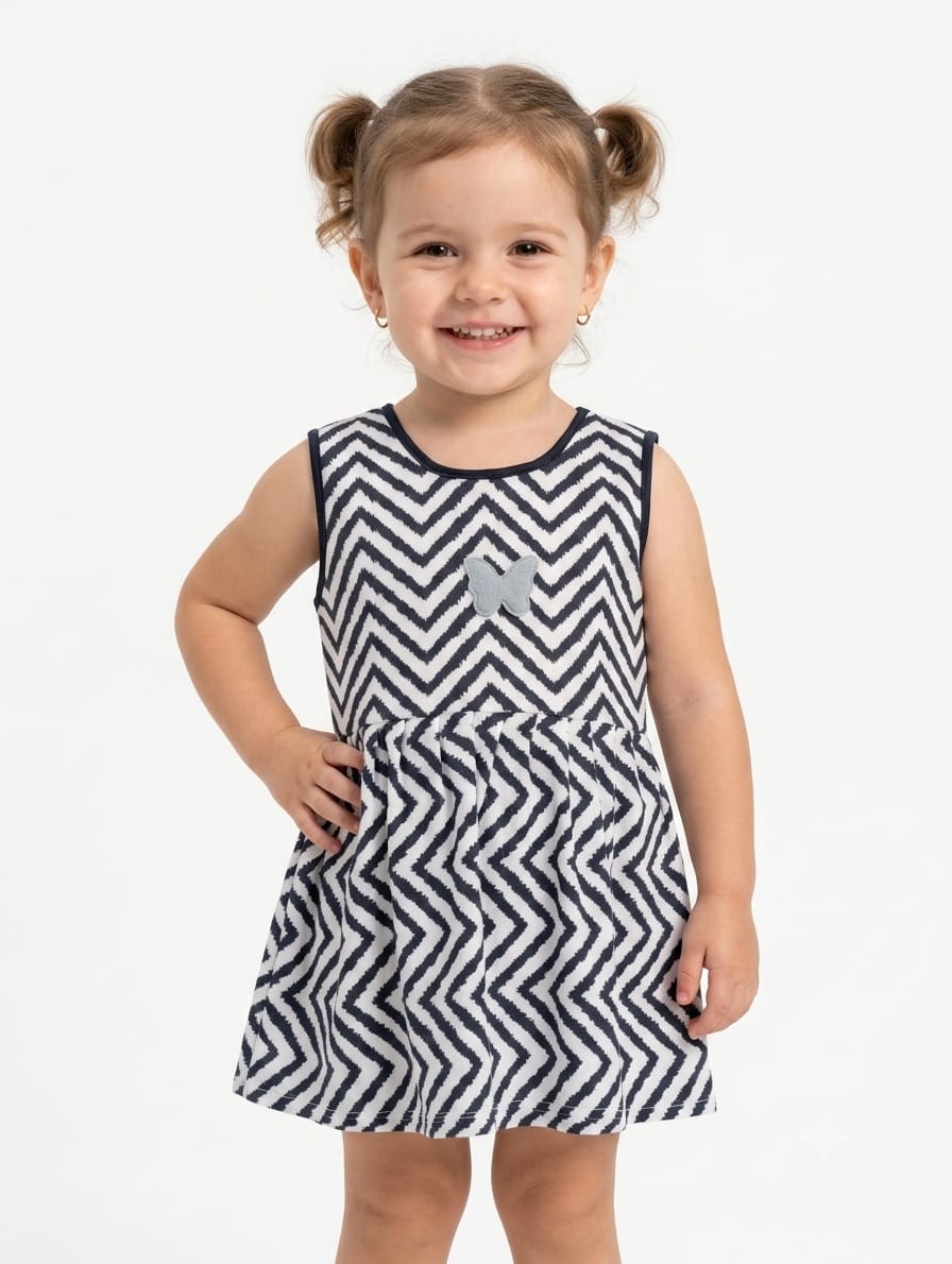 Baby Girl Chevron Zigzag Frock - Mashoom Janan