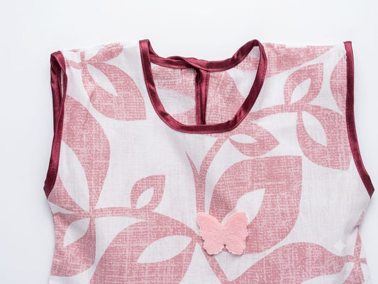 Baby Girl Dusty Pink Botanical Frock - Mashoom Janan