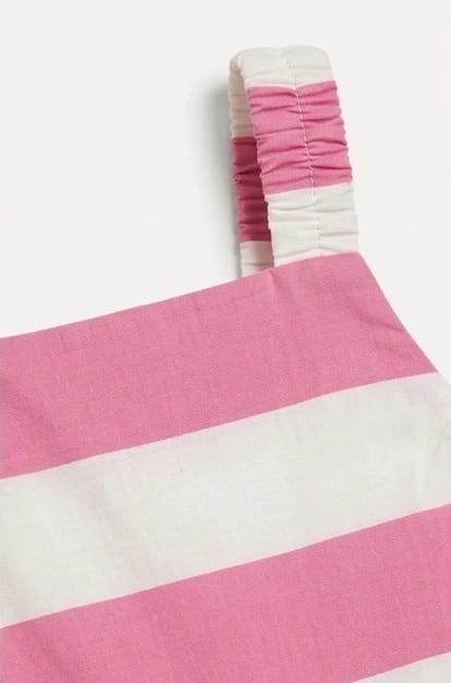 Pink & White Striped Cotton Baby Frock