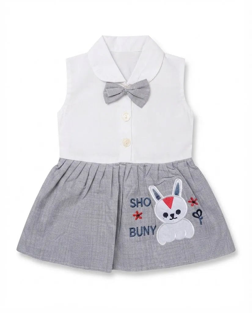 Baby Girl Bunny Embroidered Frock & Trouser Set - Mashoom Janan