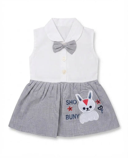Baby Girl Bunny Embroidered Frock & Trouser Set - Mashoom Janan