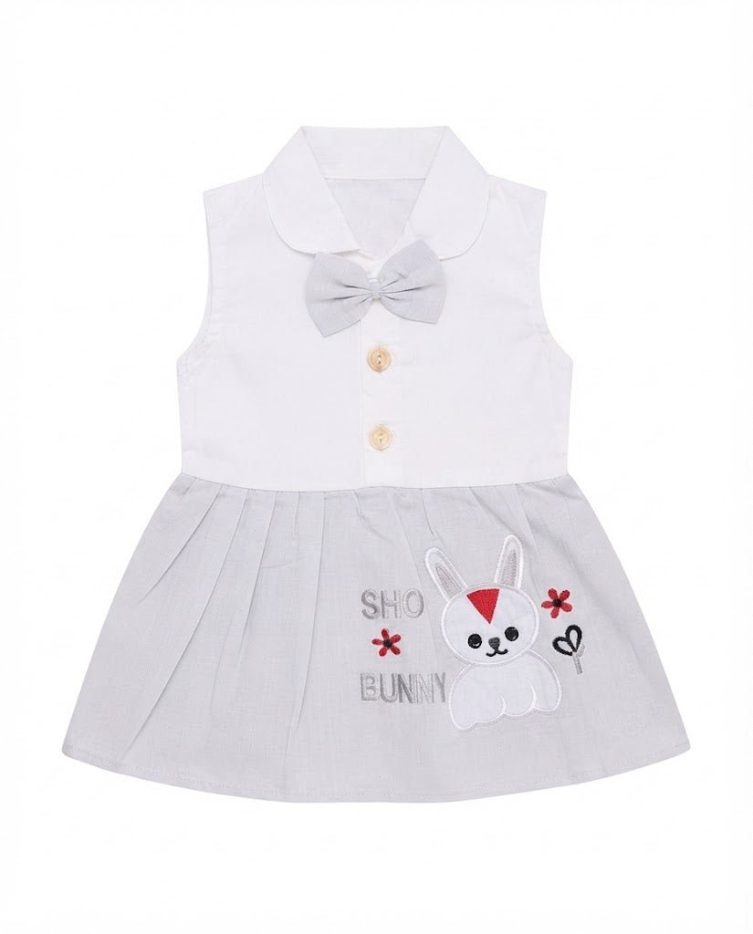 Baby Girl Bunny Embroidered Frock & Trouser Set - Mashoom Janan