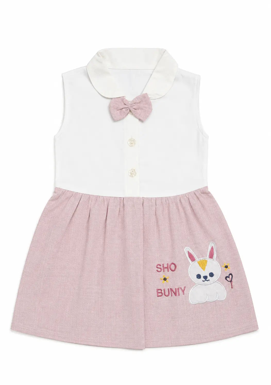 Baby Girl Bunny Embroidered Frock & Trouser Set - Mashoom Janan