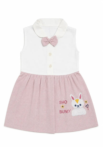 Baby Girl Bunny Embroidered Frock & Trouser Set - Mashoom Janan