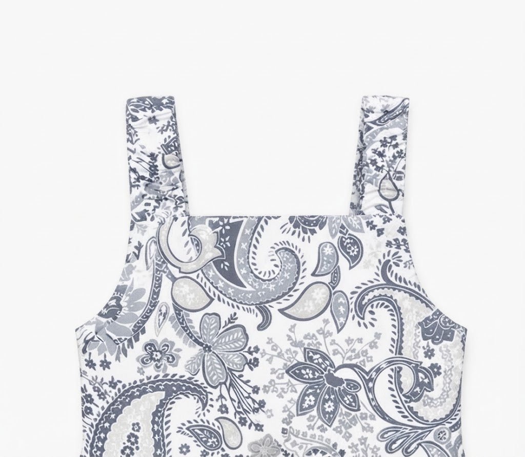 Baby Girl Classic Grey & White Paisley Sundress - Mashoom Janan