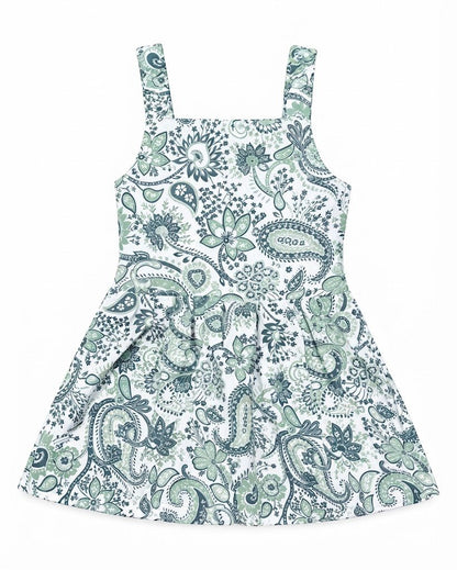 Baby Girl Classic Sage Green & White Paisley Sundress - Mashoom Janan