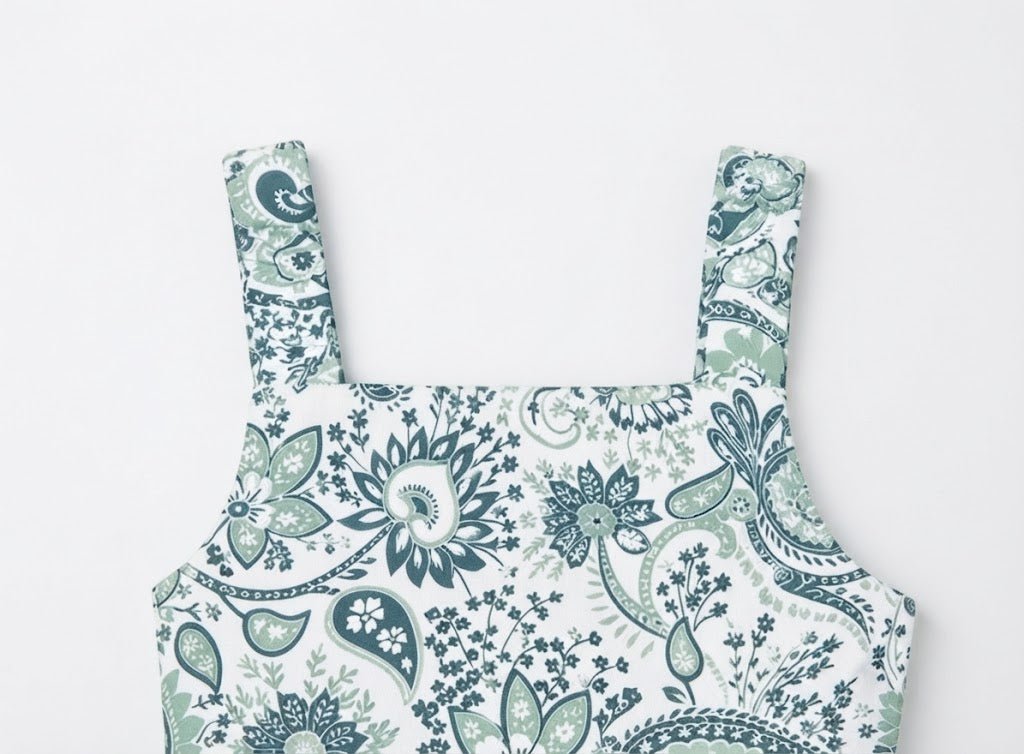 Baby Girl Classic Sage Green & White Paisley Sundress - Mashoom Janan