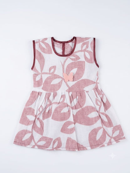 Baby Girl Dusty Pink Botanical Frock - Mashoom Janan