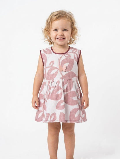 Baby Girl Dusty Pink Botanical Frock - Mashoom Janan