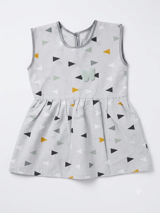 Baby Girl Geometric Triangle Print Frock - Mashoom Janan