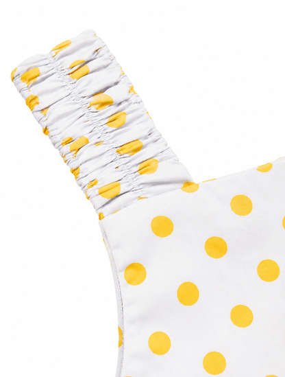 Baby Girl Gray & Yellow Polka Dot Sleeveless Frock - Mashoom Janan