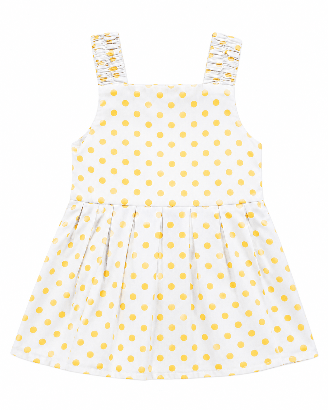 Baby Girl Gray & Yellow Polka Dot Sleeveless Frock - Mashoom Janan