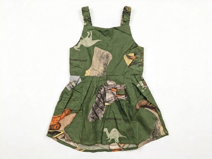 Baby Girl Green Dinosaur Print Cotton Frock - Mashoom Janan