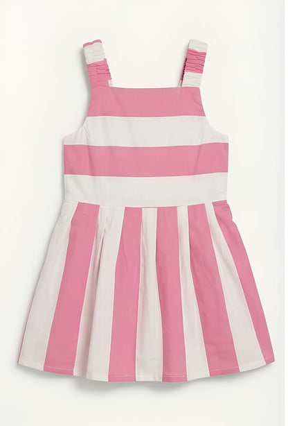Baby Girl Pink Sugar Stripe Summer Frock - Mashoom Janan
