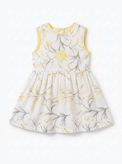 Baby Girl Summer Wheat Branch Floral Frock - Mashoom Janan