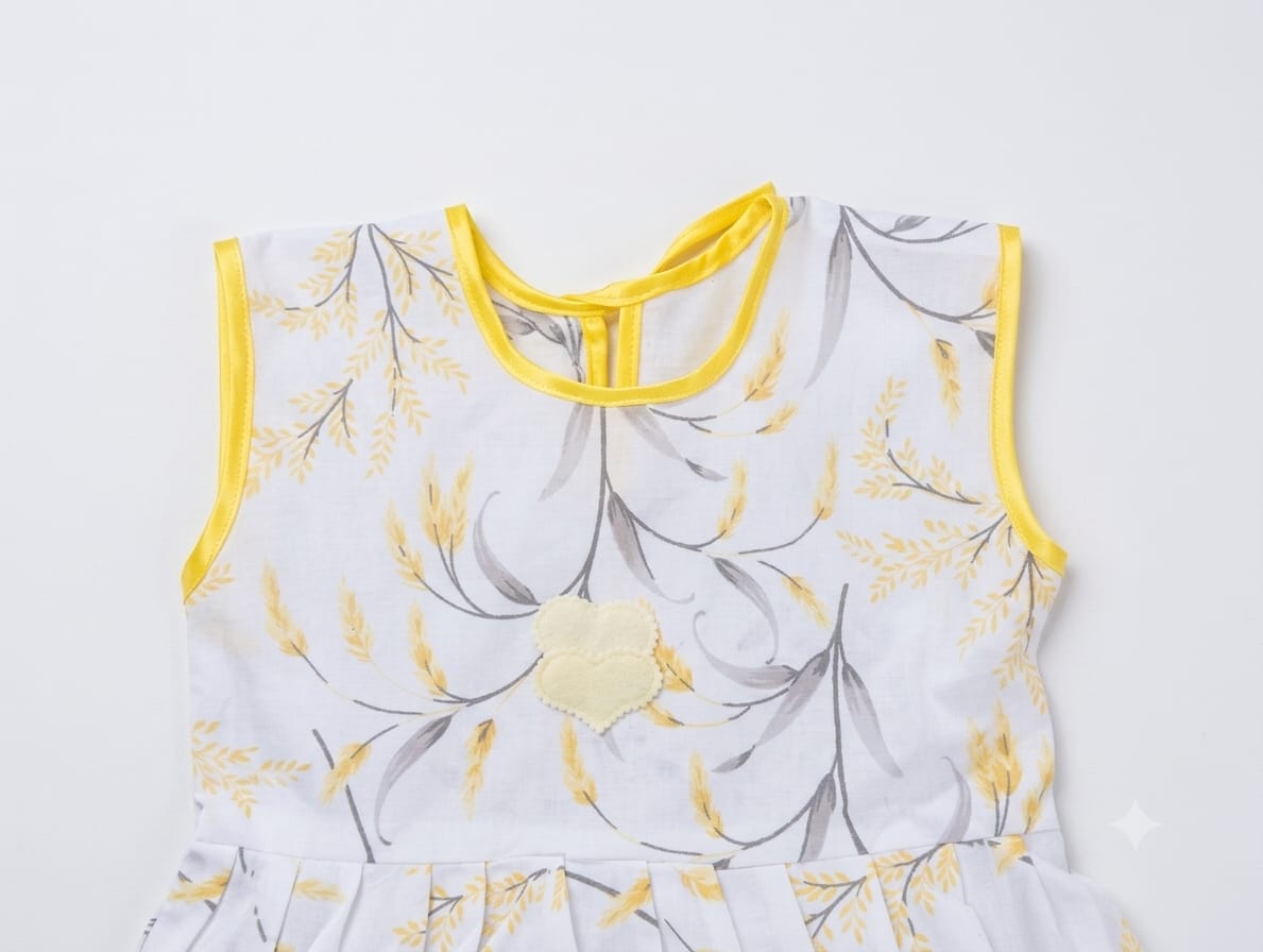 Baby Girl Summer Wheat Branch Floral Frock - Mashoom Janan