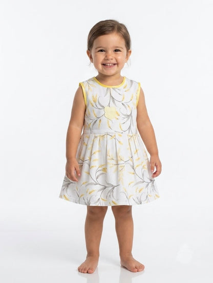 Baby Girl Summer Wheat Branch Floral Frock - Mashoom Janan