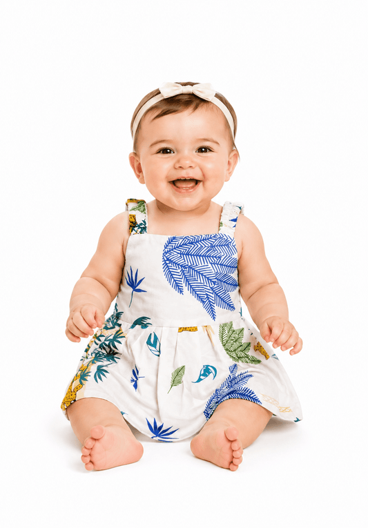 Baby Girl Tropical Print Cotton Summer Frock - Mashoom Janan
