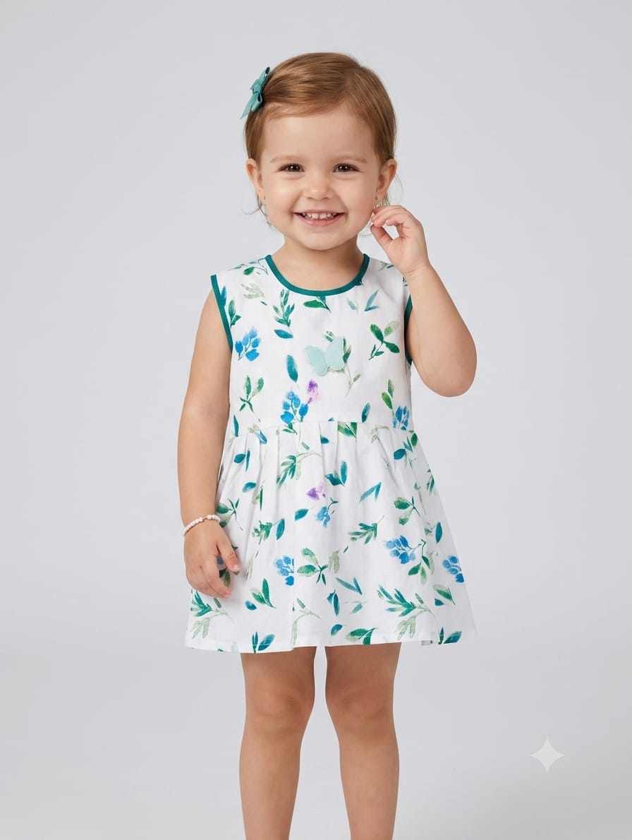Baby Girl Watercolour Floral Frock - Mashoom Janan