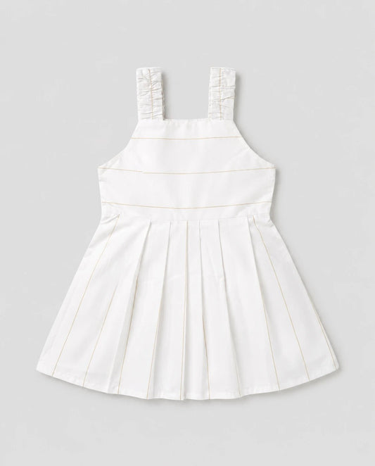Baby Girl White Striped Sando Frock - Mashoom Janan