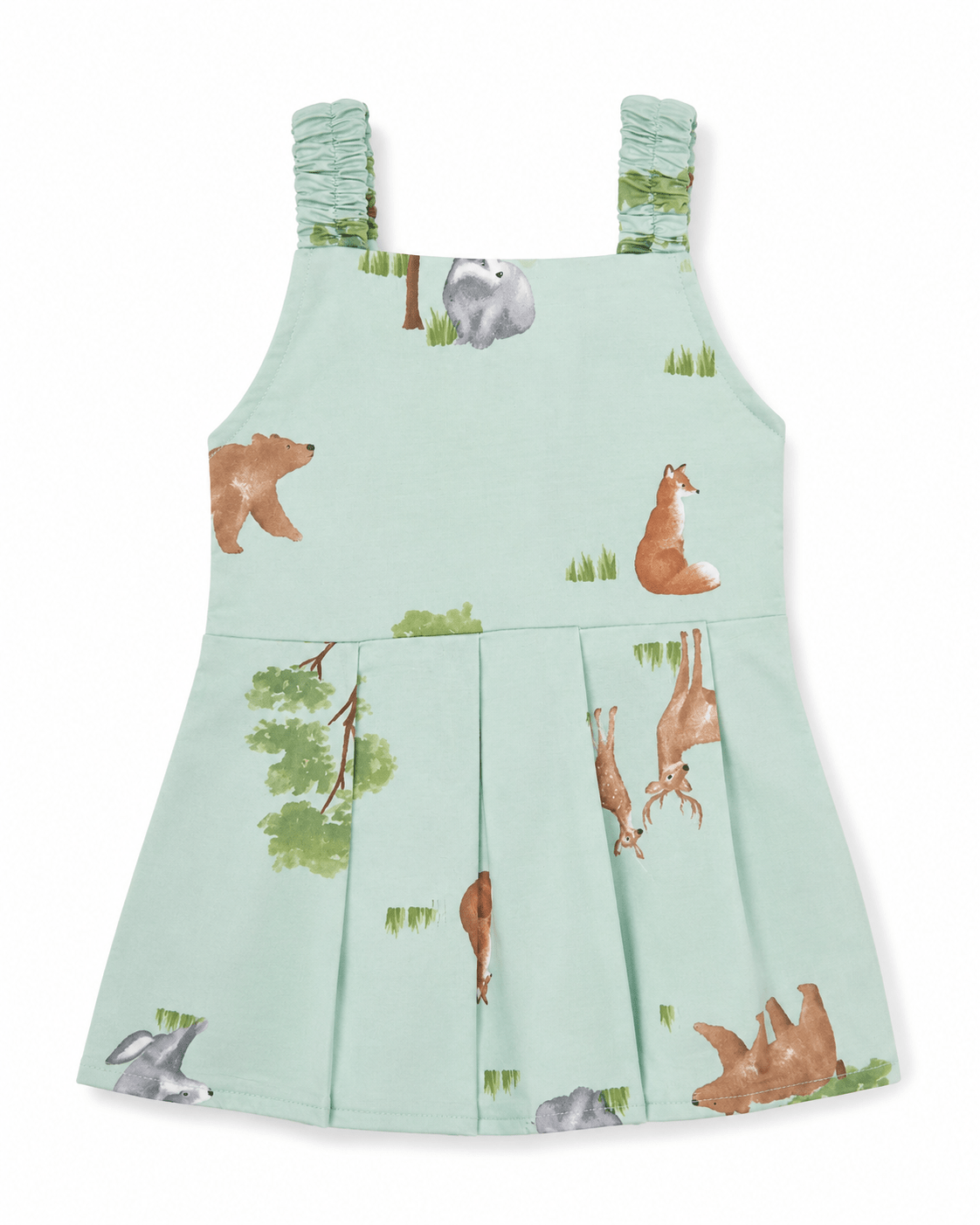 Baby Girls Mint Green Wildlife Print Sando Frock - Mashoom Janan