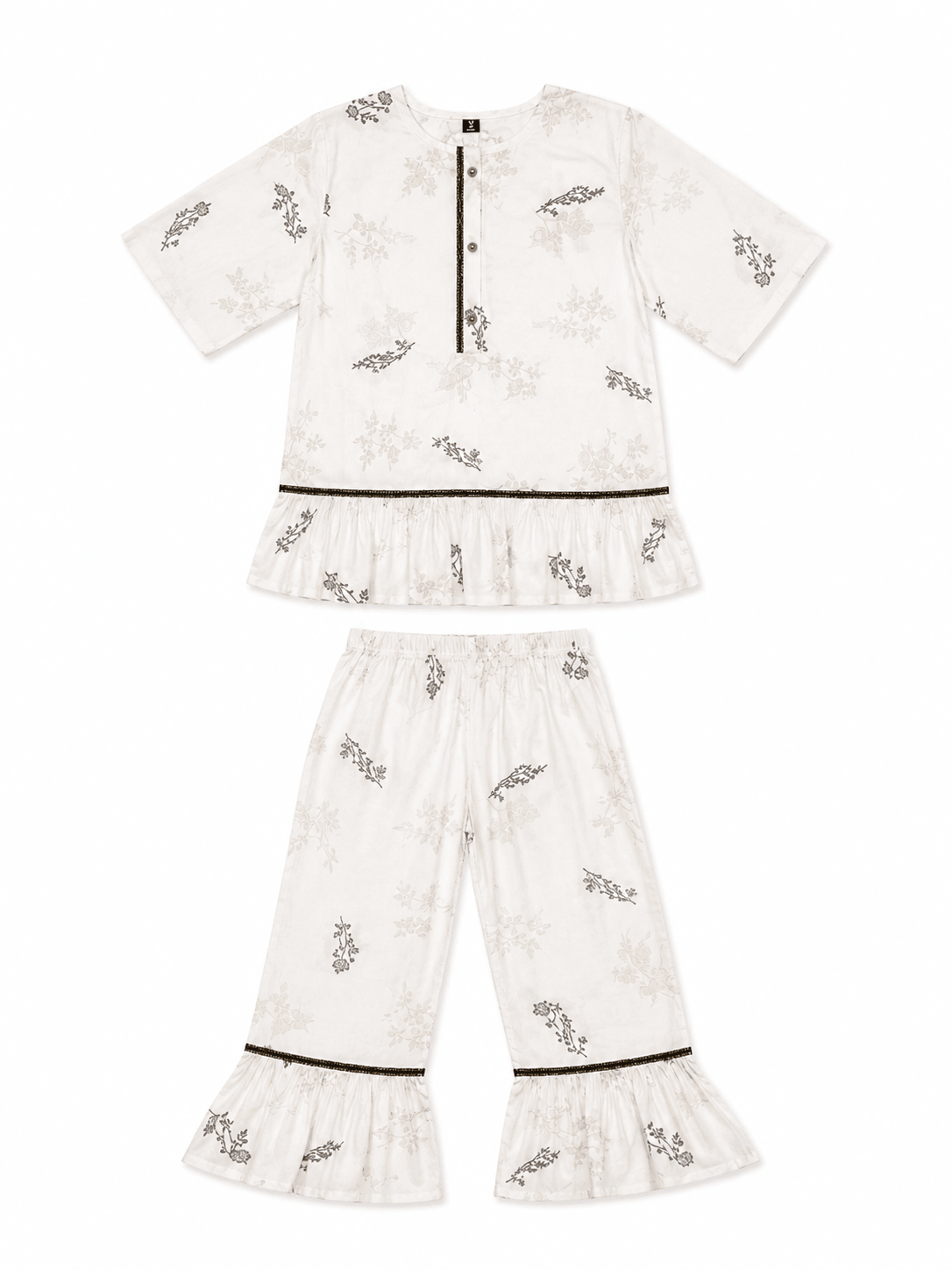 Girl's Floral Print Gharara Set - Mashoom Janan