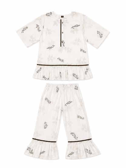 Girl's Floral Print Gharara Set - Mashoom Janan