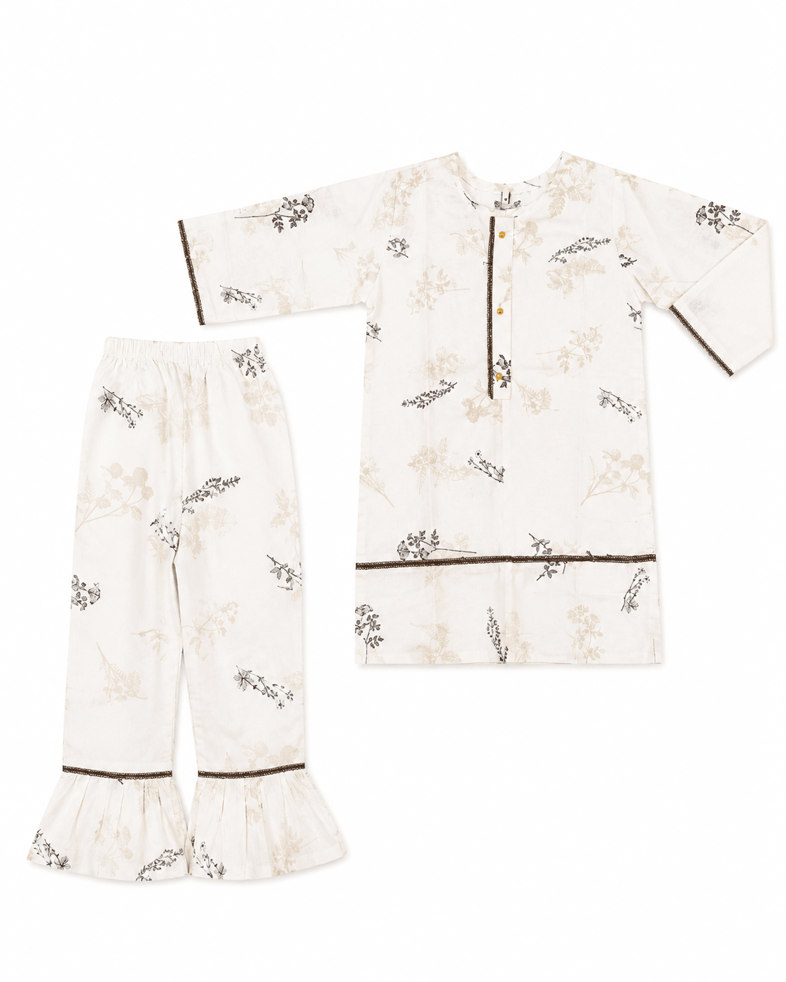 Girl's Floral Print Gharara Set - Mashoom Janan