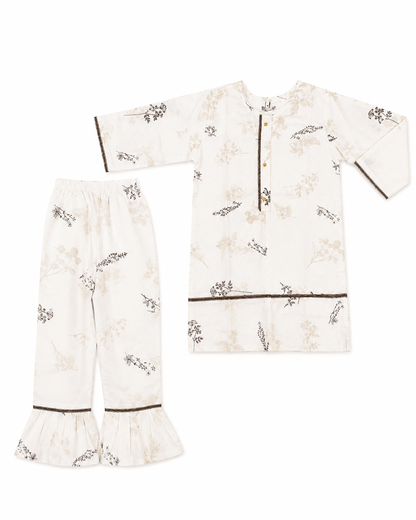 Girl's Floral Print Gharara Set - Mashoom Janan