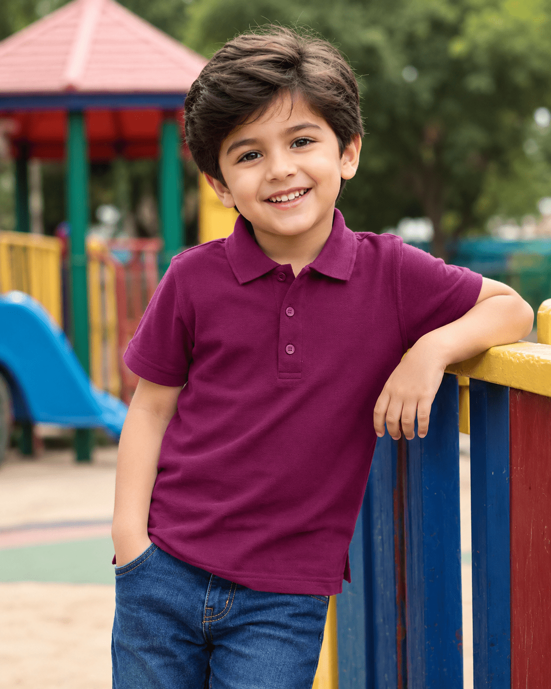 Mashoom Janan Kids' Essential Short-Sleeve Polo - side view - Mashoom Janan