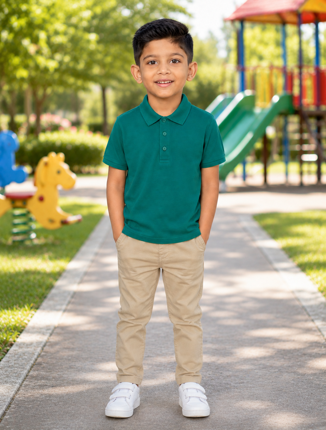 Mashoom Janan Kids' Essential Short-Sleeve Polo - back view - Mashoom Janan