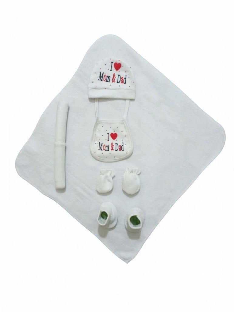 Newborn Baby 8-Piece Layette Gift Set - "I Love Mom & Dad" - Mashoom Janan