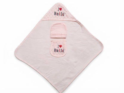 Newborn Cozy Clothing & Hooded Wrapper 5-Piece Gift Set (I Love Mom & Dad) - Mashoom Janan