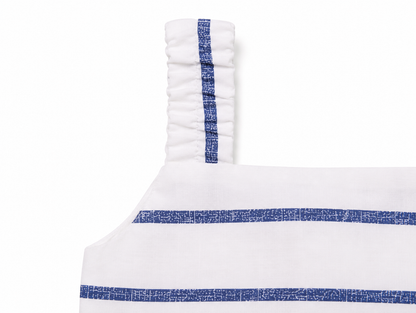 Baby Girl White & Blue Striped Pleated Summer Frock