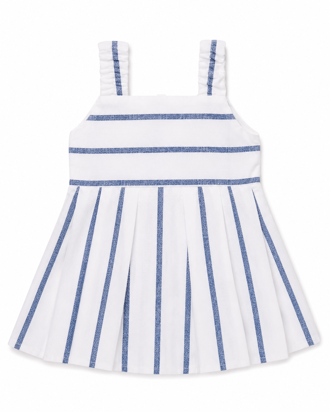 Baby Girl White & Blue Striped Pleated Summer Frock