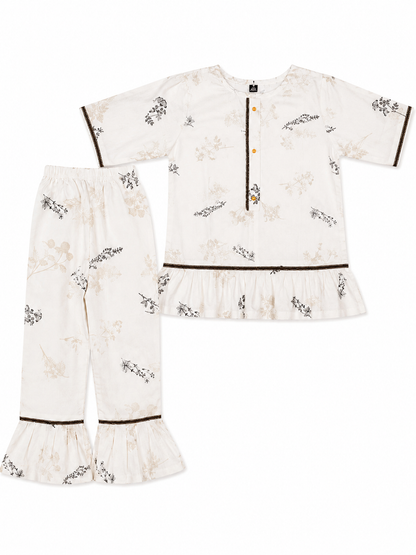 Girl's Floral Print Gharara Set