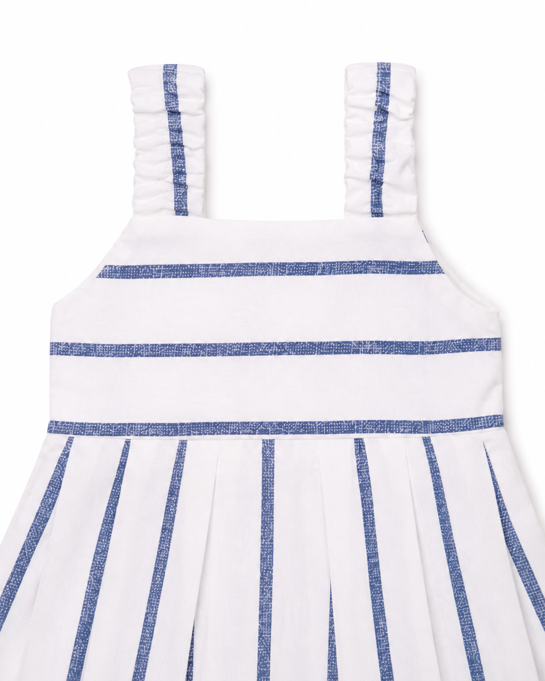 Baby Girl White & Blue Striped Pleated Summer Frock