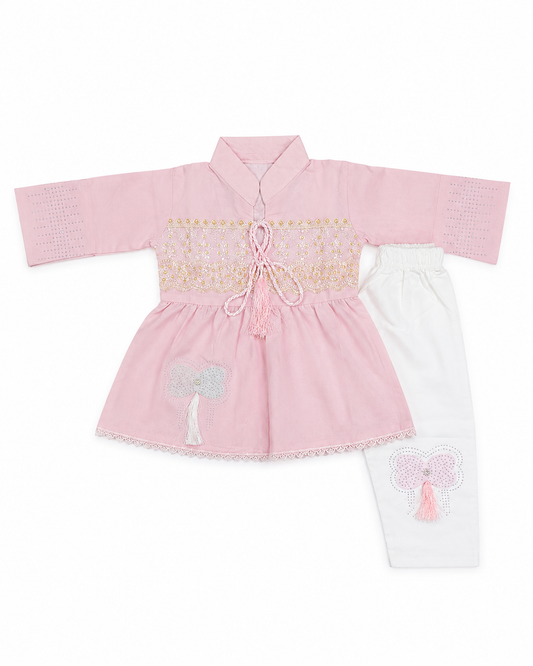 Baby Girl Festive Ethnic Co-ord – Pastel Embroidered